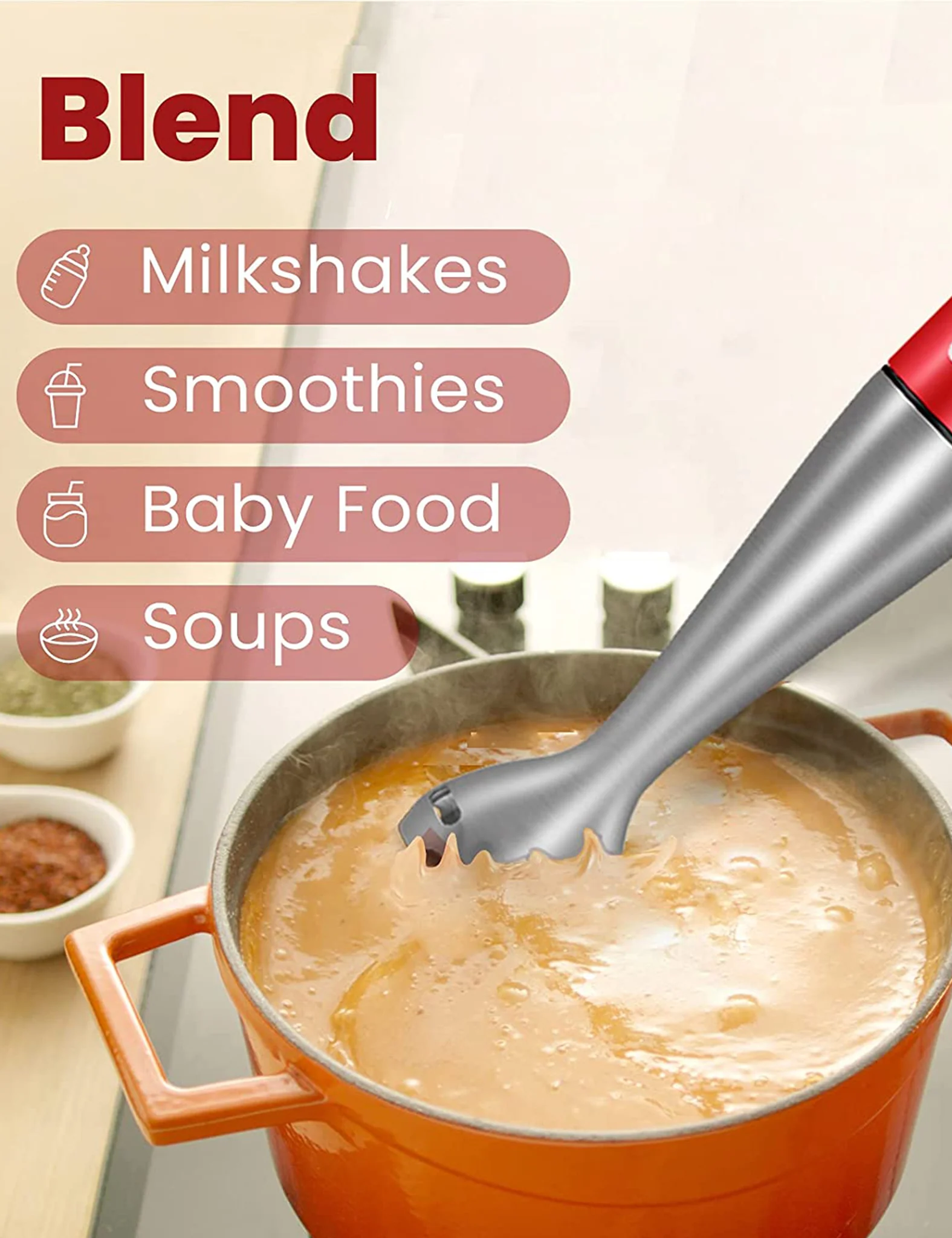 Immersion Hand Blender - Red - Image 4