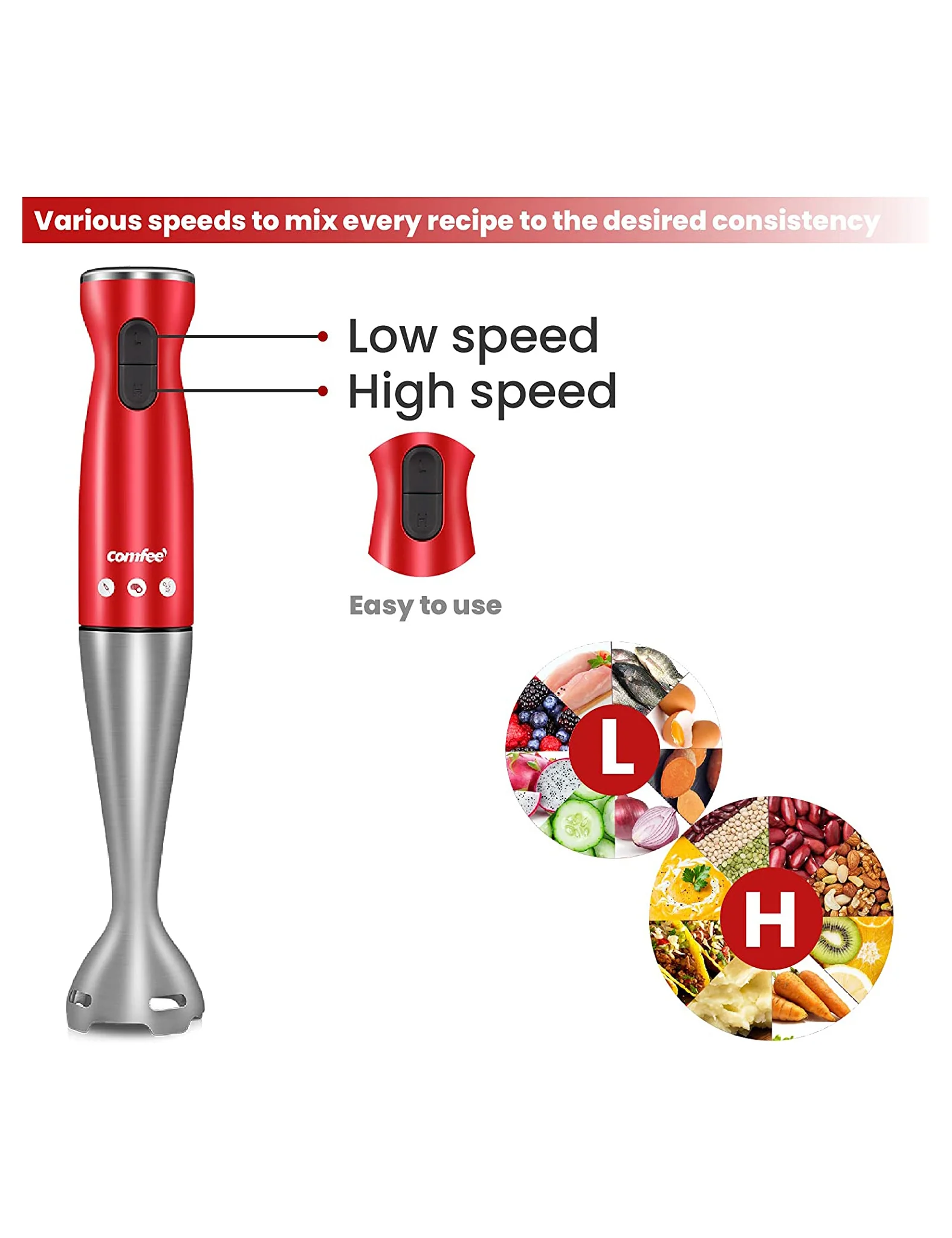 Immersion Hand Blender - Red - Image 5