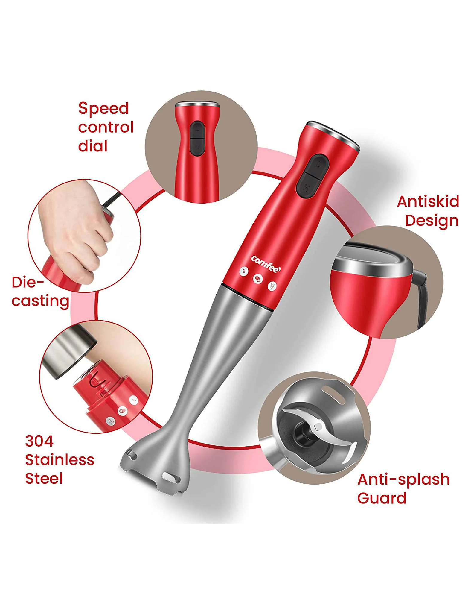 Immersion Hand Blender - Red - Image 6