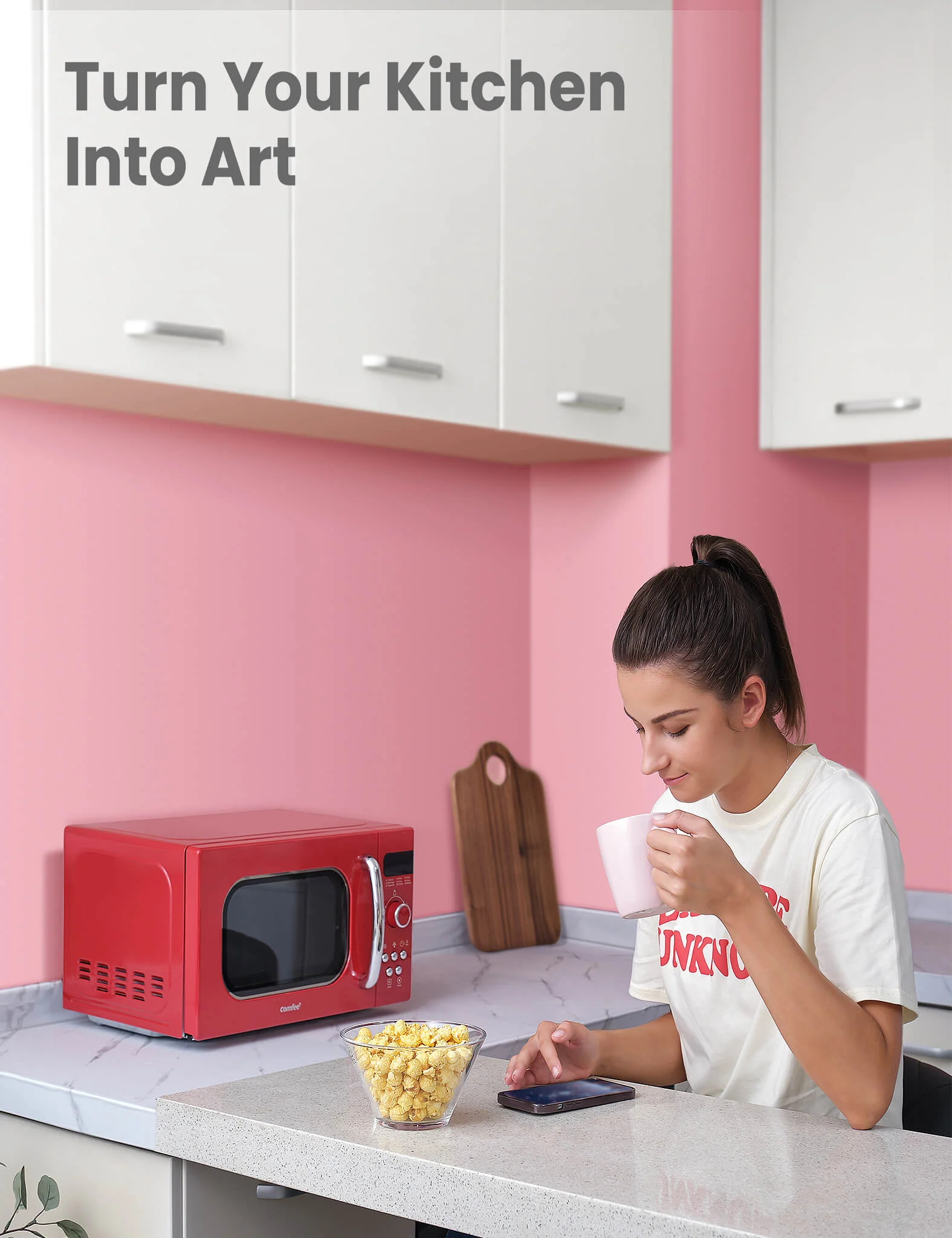 0.7 Cu.ft Retro Microwave Oven - Red - Image 7
