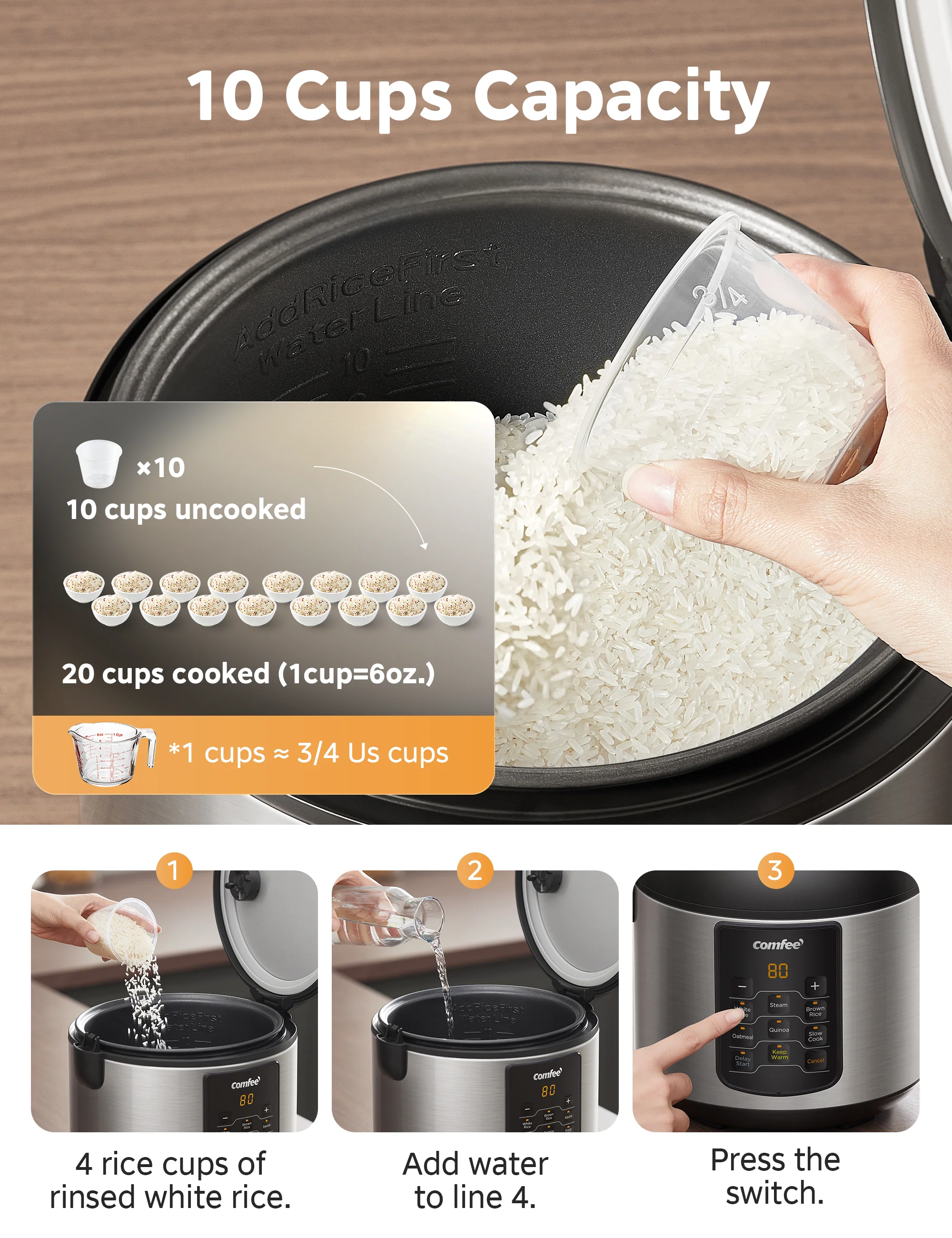 5.2 Qt Stainless Steel Rice Cooker - Image 4