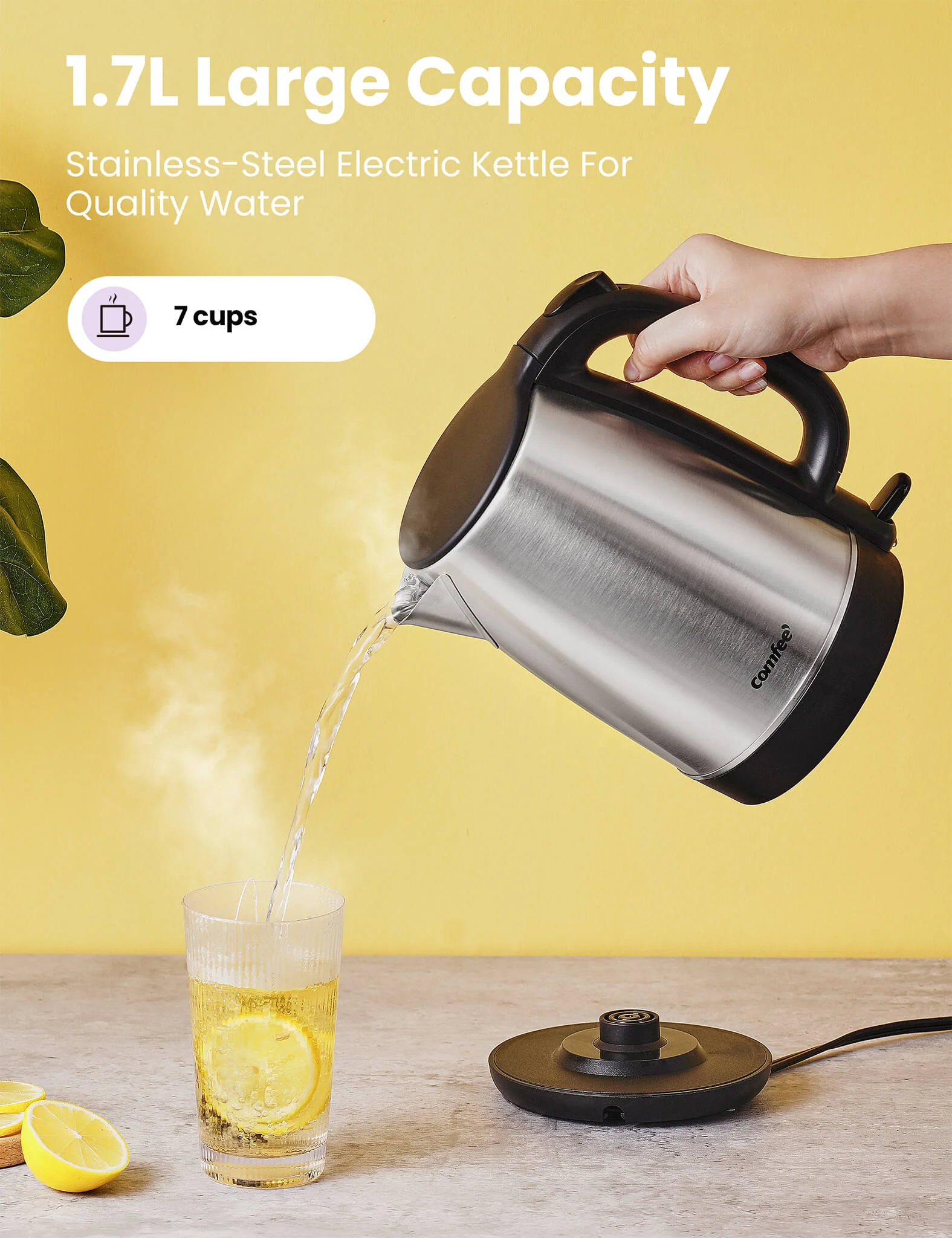 1.7L Stainless Steel Electric Tea Kettle - Image 4